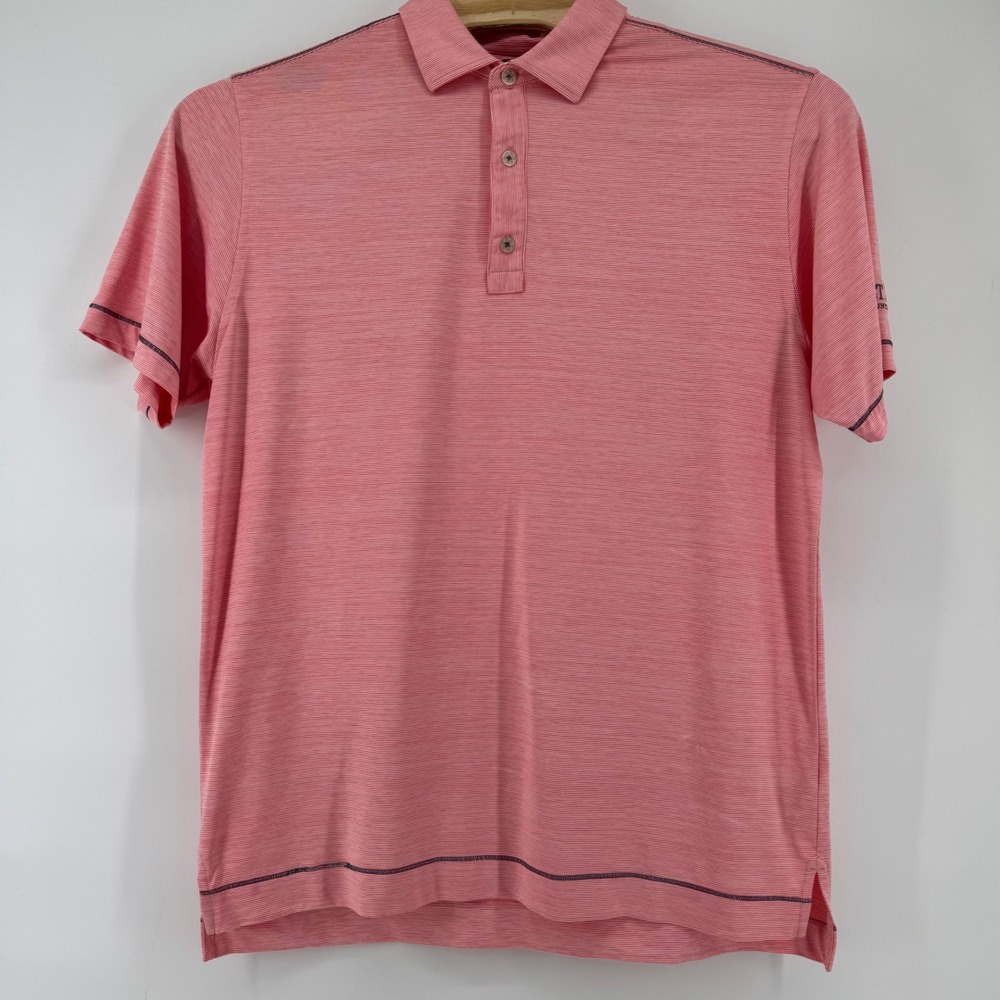 FootJoy Golf Polo Shirt Men Large Pink Striped Verdict Ridge Performance Stretch